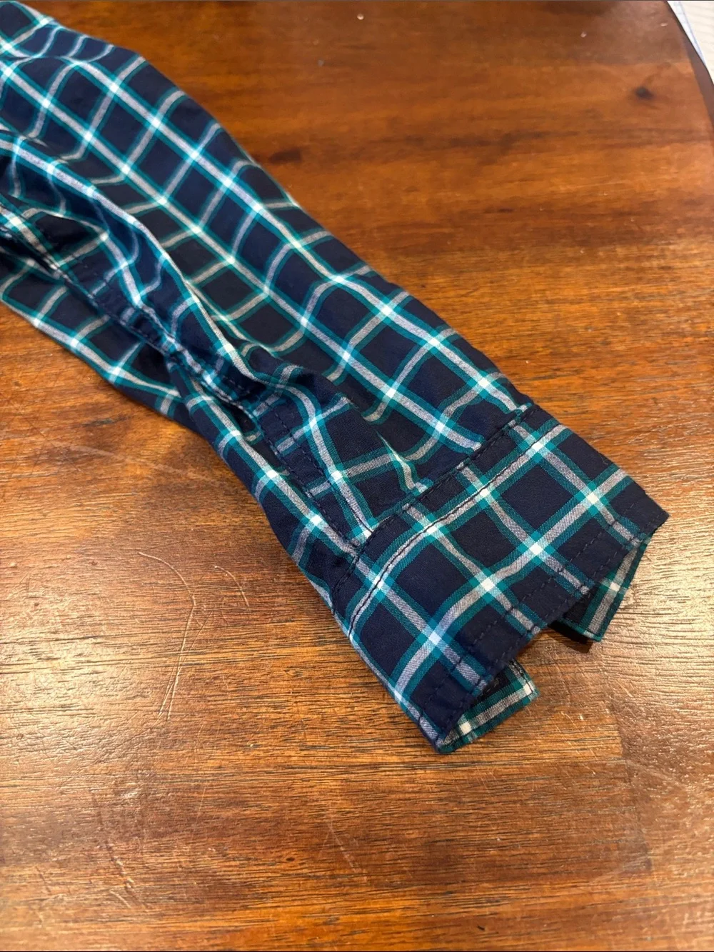 Gymboree Navy and Green Plaid Button-Down Shirt. 3T